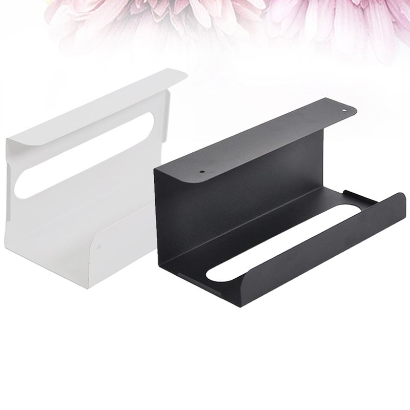 4 pcs Wall Mount Tissue Dispenser Over the Cabinet Iron Paper Holder Napkin Organizer for Kitchen Home (Black, White) - Image 4