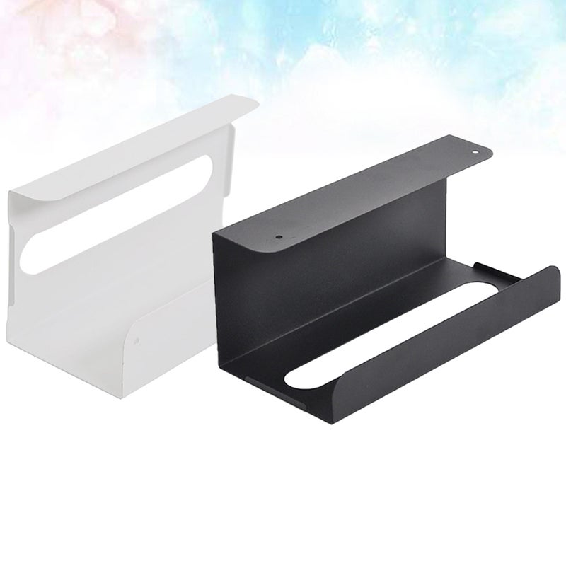 4 pcs Wall Mount Tissue Dispenser Over the Cabinet Iron Paper Holder Napkin Organizer for Kitchen Home (Black, White) - Image 1