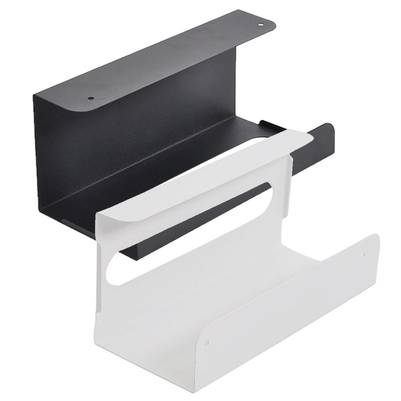 4 pcs Wall Mount Tissue Dispenser Over the Cabinet Iron Paper Holder Napkin Organizer for Kitchen Home (Black, White) - Image 2