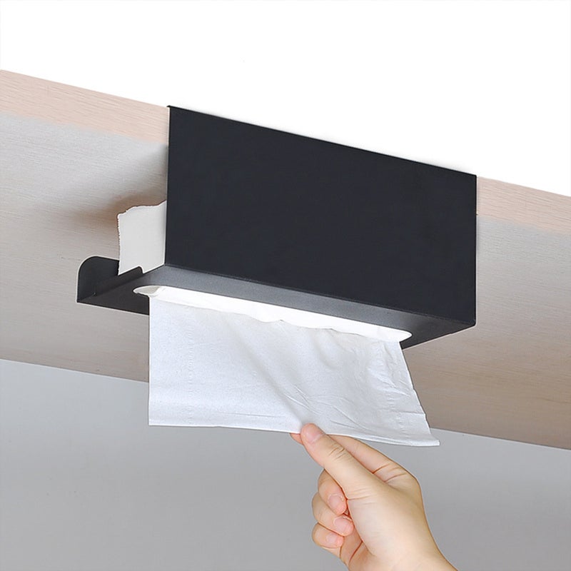 4 pcs Wall Mount Tissue Dispenser Over the Cabinet Iron Paper Holder Napkin Organizer for Kitchen Home (Black, White) - Image 3