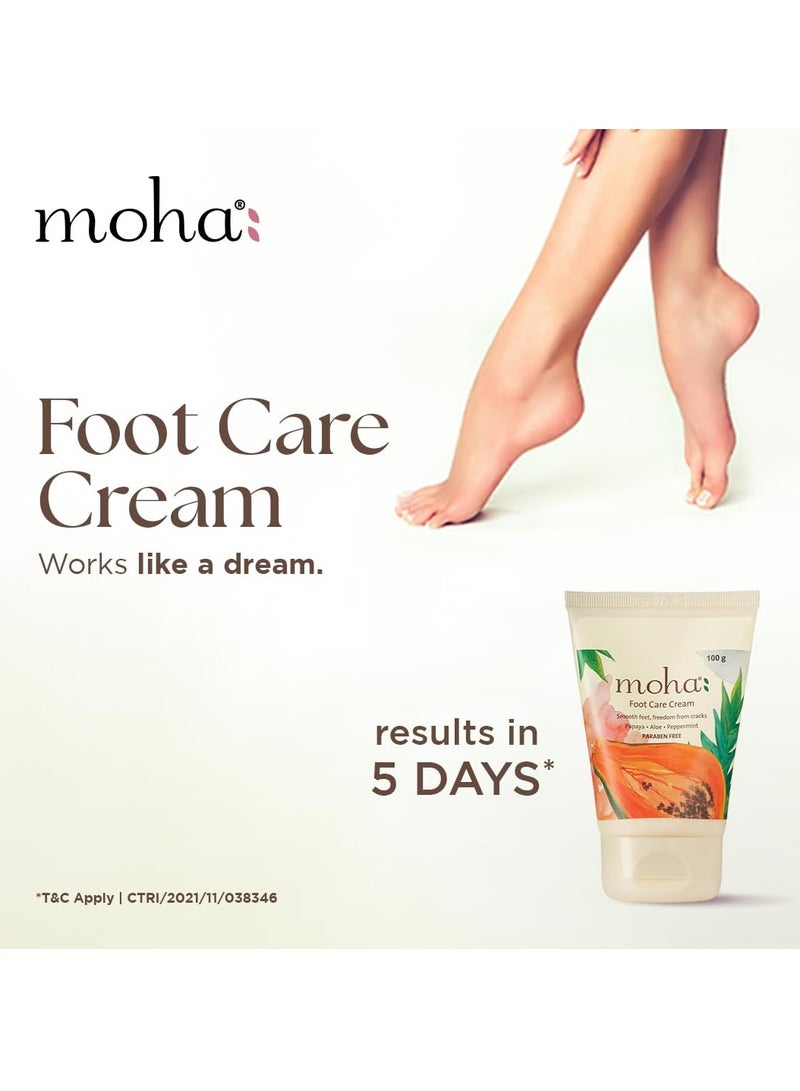 moha: Foot Cream For Rough, Dry and Cracked Heel, Feet Cream For Heel Repair With Benefits Of AleoVera, Papaya & Peppermint Each 100 gram (Pack of 2)