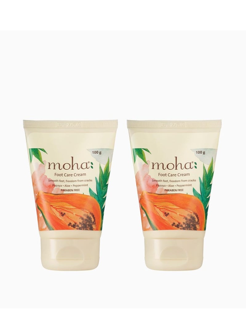 moha: Foot Cream For Rough, Dry and Cracked Heel, Feet Cream For Heel Repair With Benefits Of AleoVera, Papaya & Peppermint Each 100 gram (Pack of 2)