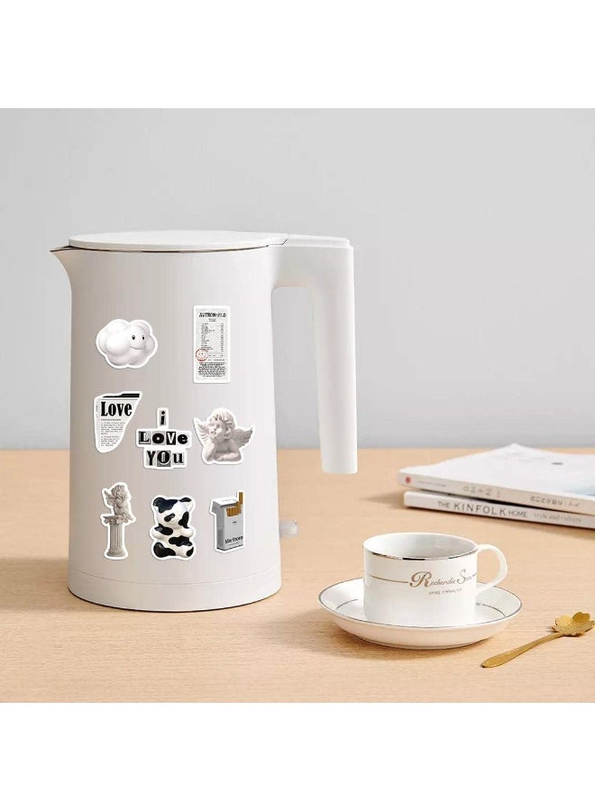 Aesthetic Black & White Stickers 61Pcs Pack Vintage Black and White Waterproof Vinyl Decals for Decorative Laptops Kids Girls Retro Y2K Style Sticker for DIY Wall Fridge - Image 4