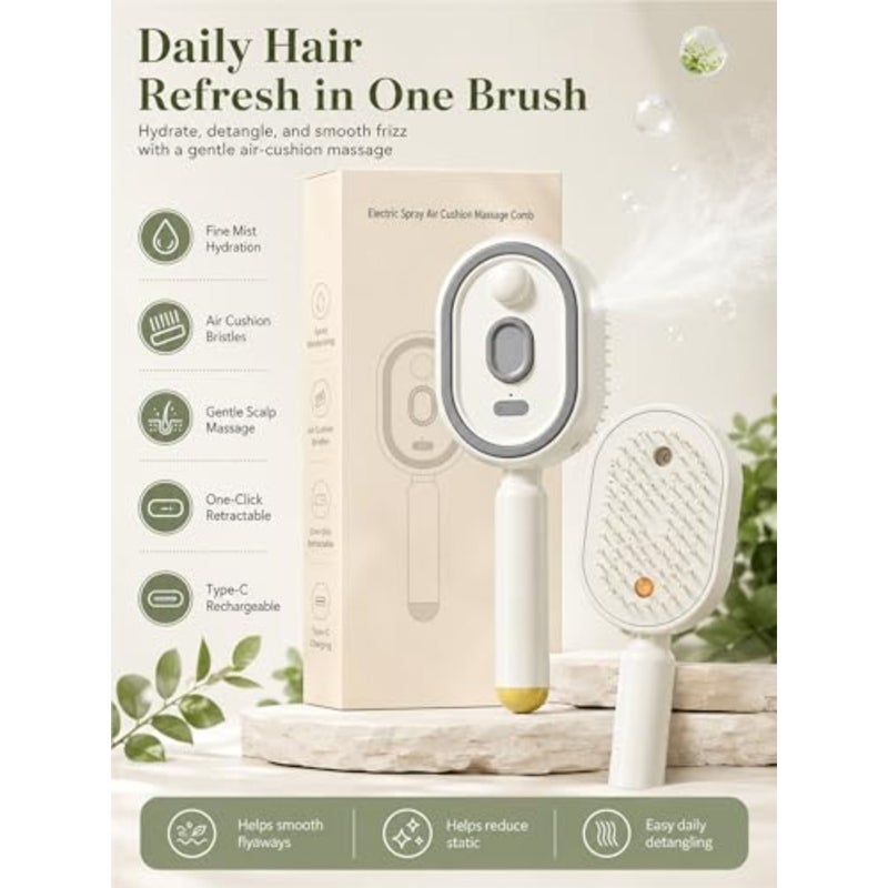 Electric Spray and Massage Hair Brush, Hair for Reduce Frizz, 3 in 1 electric scalp massager, Rechargeable Detangling Electric Steam Brushs Nourishes Hairs, Anti-Static - Image 2