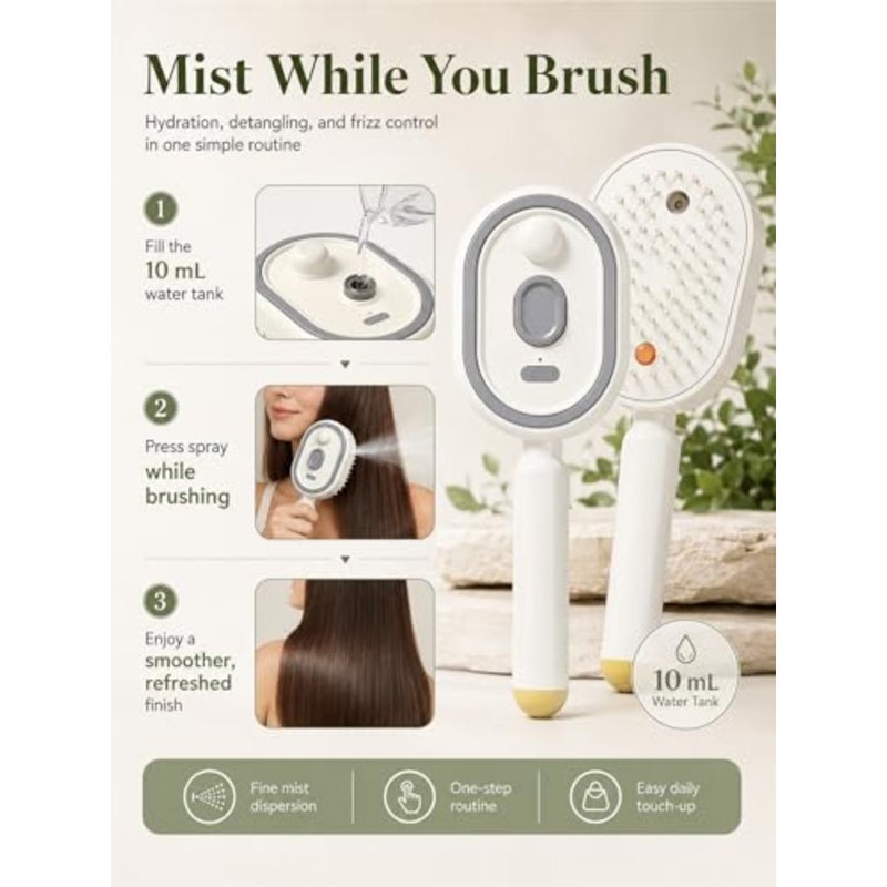 Electric Spray and Massage Hair Brush, Hair for Reduce Frizz, 3 in 1 electric scalp massager, Rechargeable Detangling Electric Steam Brushs Nourishes Hairs, Anti-Static - Image 4