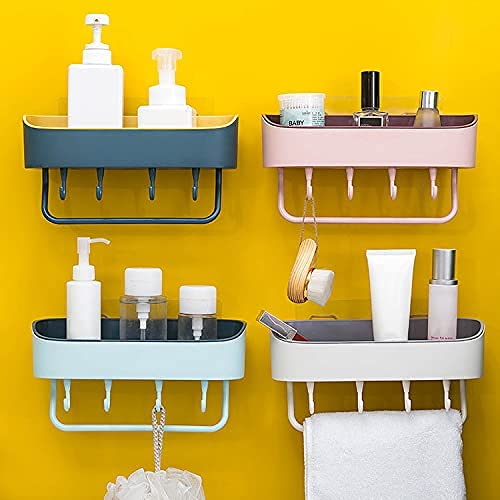 RIGJAK Multipurpose Kitchen Bathroom Shelf Wall Mounted Bathroom Kitchen No Drill Storage Rack Super Adhesive Bathroom Shower Organizer Rack Shelf Bathroom Rack Shelf with Hook - Image 5