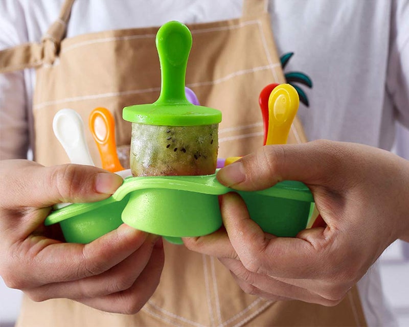 Baker Boutique قالب مصاصة سيليكون صغير، قالب مصاصة DIY بسبع تجاويف مع عصي بلاستيكية ملونة، صانعي المصاصات لوجبات البيض، المصاصة وآيس كريم، حاوية تخزين طعام للأطفال، صواني مكعبات ثلج غير لاصقة، لون: أخضر - Image 5