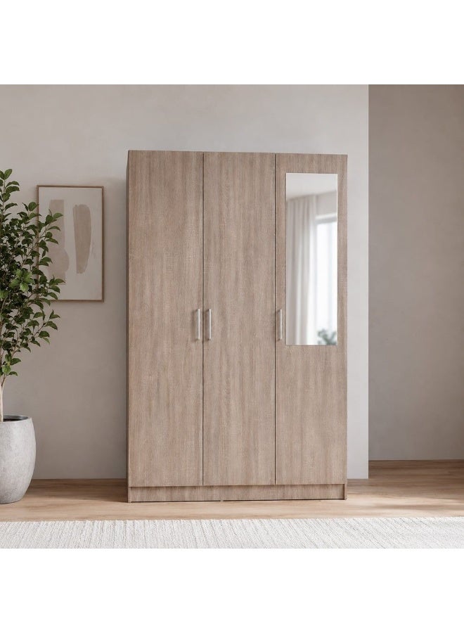 DANUBE HOME Supreme 3-Door Wardrobe With Mirror For Hanging Clothes Extra Sturdy Rack Storage Organiser Modern Design Space Saving Cabinets For Bedroom - French Sonoma Oak - Image 3