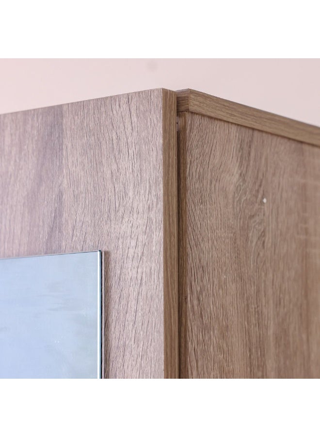 DANUBE HOME Supreme 3-Door Wardrobe With Mirror For Hanging Clothes Extra Sturdy Rack Storage Organiser Modern Design Space Saving Cabinets For Bedroom - French Sonoma Oak - Image 5