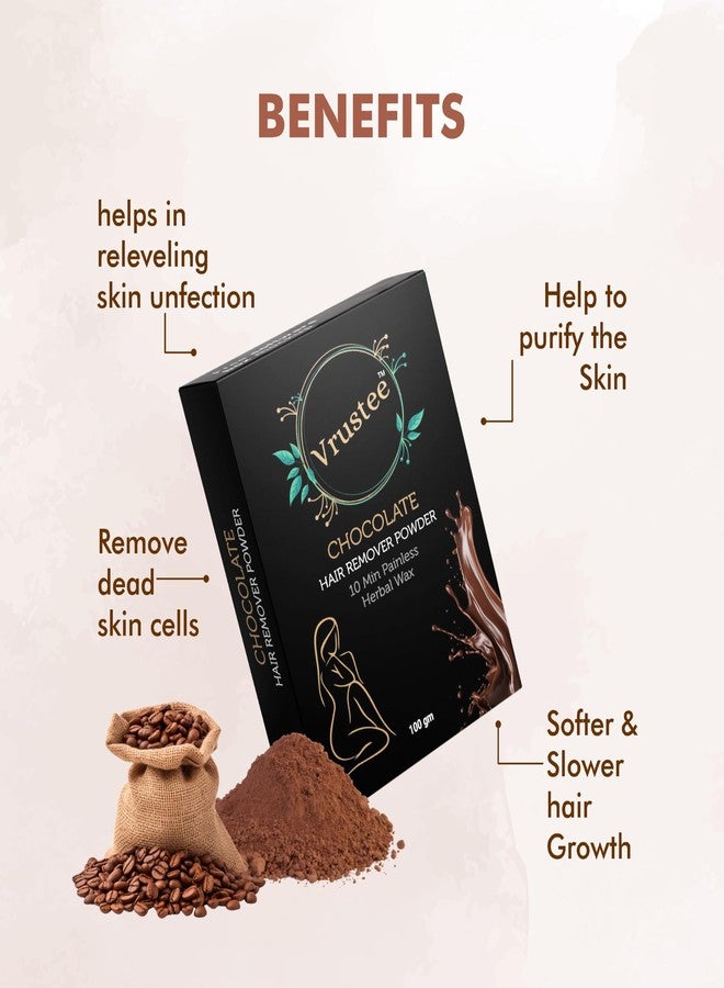 I K IMPEX 10-Minute Chocolate Full Body Hair Removal Wax Powder, Painless Herbal Facial Hair Removal Waxing Powder, Easy to Use at Home, Chemical-Free, No Rashes, No Side Effects & No Irritations for Men & Women (100GM) (Pack of 2) - Image 4