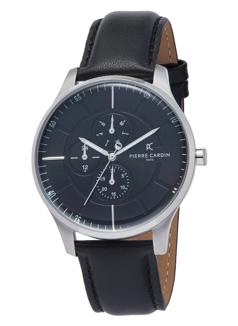 pierre cardin Pierre Cardin Stainless Steel Men's Watch With Black Leather Band PC902731F109  - Image 1