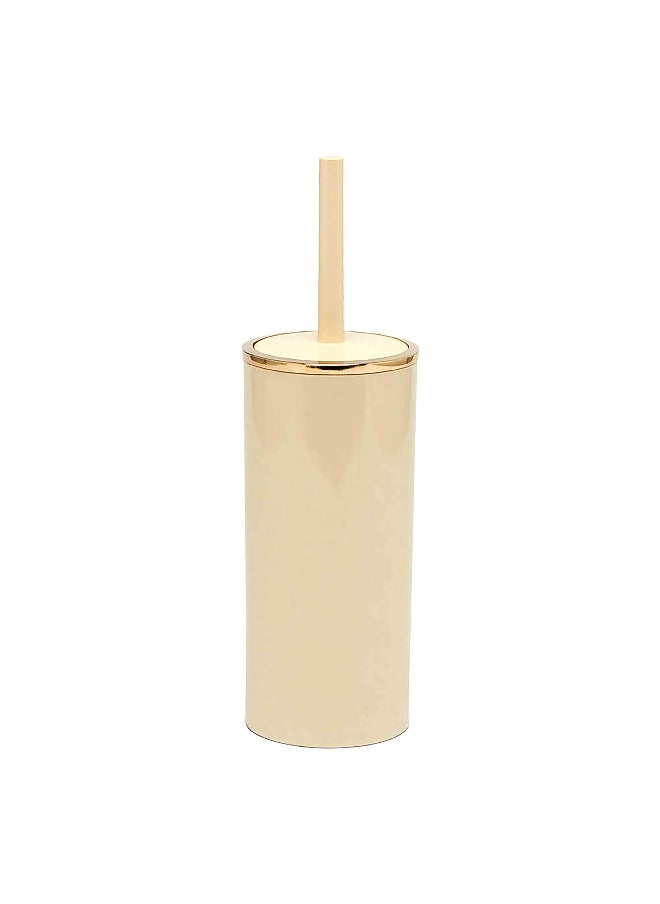 Primanova Lenox Plastic Glossy Finish Toilet Brush and Holder Beige and Gold 33 x 10.5 x 10.5 cm 