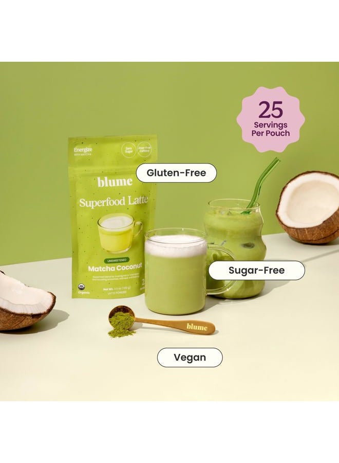 Blume لاتيه السوبر فود - مسحوق الماتشا مع جوز الهند، كافيين طبيعي، إل-ثيانين، طاقة وتركيز طوال اليوم، خالي من السكر، مورنغا، نباتي، لاتيه ماتشا عضوي من شيزوكا اليابان، شاي أخضر - 25 حصة - Image 3