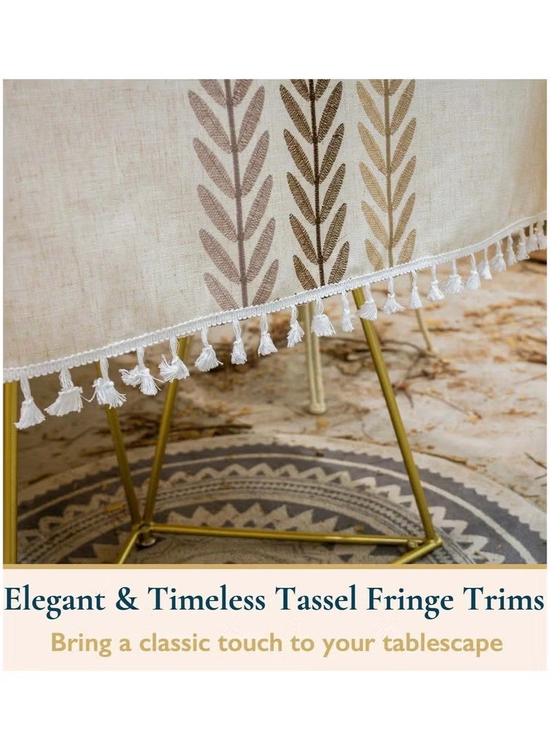 Beauenty Tablecloth Rectangle Table Cloth with Tassels Wrinkle Free Table Cover for Kitchen, Dining, Outdoor 140 x 180 cm - Image 3