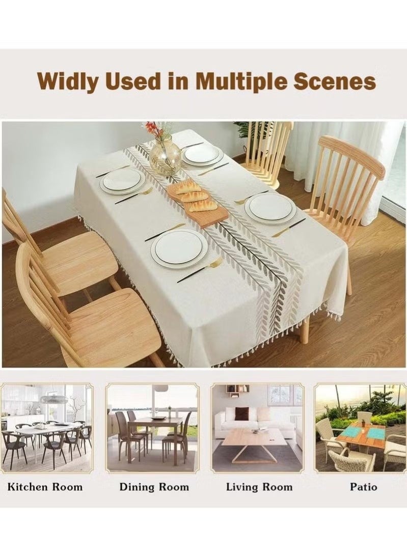 Beauenty Tablecloth Rectangle Table Cloth with Tassels Wrinkle Free Table Cover for Kitchen, Dining, Outdoor 140 x 180 cm - Image 5