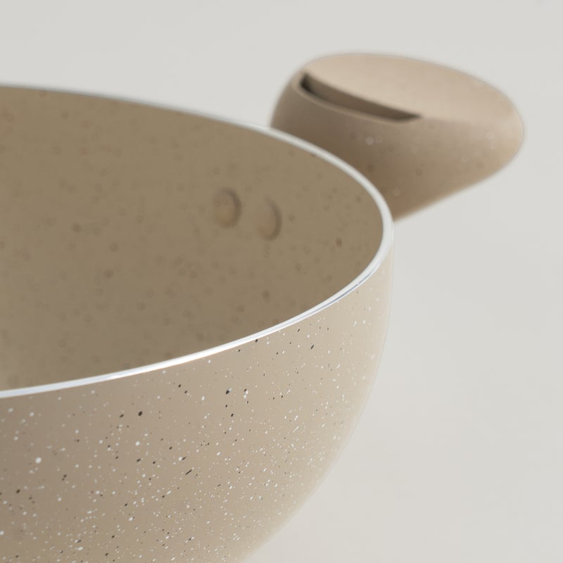 ألبرتو مقلاة ألومنيوم مع غطاء زجاج 28*9*42سم، كريمي - Image 3