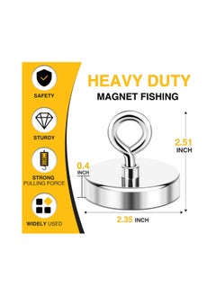 Alruht Super Strong Neodymium Fishing Magnets, 500 lbs 227 KG Pulling Force Rare Earth Magnet with Countersunk Hole Eye Bolt for Retrieving in River and Magnetic Fishing, Diameter 6cm  - Image 2