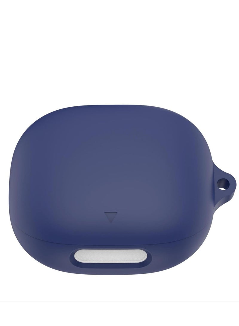 Compatible for Anker Soundcore Liberty 4 Pro Case, Silicone Shockproof Protective Cover with Carabiner(Blue) 