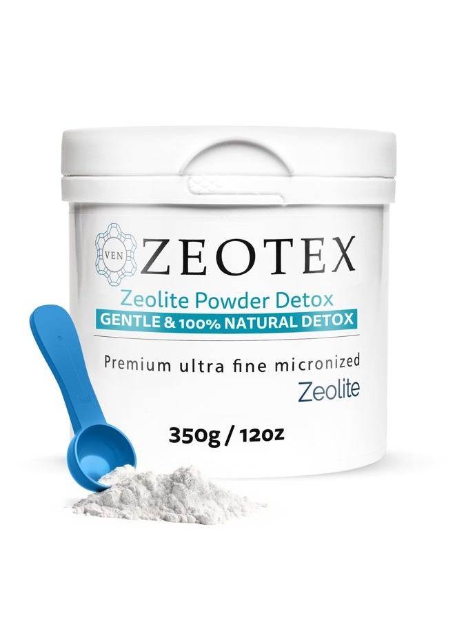 Zeotex Zeolite Powder - 350g - 1µm Premium Ultra Fine Zeolite 95% Clinoptilolite Powder - Activated & Energized | Full Body Detox Cleanse | - Image 1