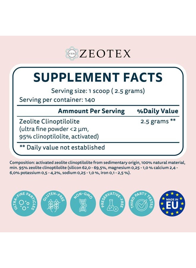 Zeotex Zeolite Powder - 350g - 1µm Premium Ultra Fine Zeolite 95% Clinoptilolite Powder - Activated & Energized | Full Body Detox Cleanse | - Image 3