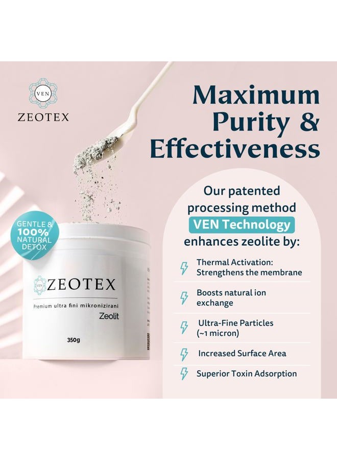 Zeotex Zeolite Powder - 350g - 1µm Premium Ultra Fine Zeolite 95% Clinoptilolite Powder - Activated & Energized | Full Body Detox Cleanse | - Image 4