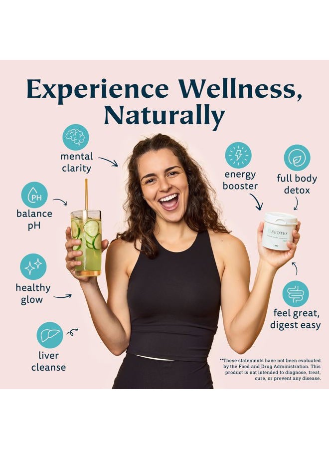 Zeotex Zeolite Powder - 350g - 1µm Premium Ultra Fine Zeolite 95% Clinoptilolite Powder - Activated & Energized | Full Body Detox Cleanse | - Image 2