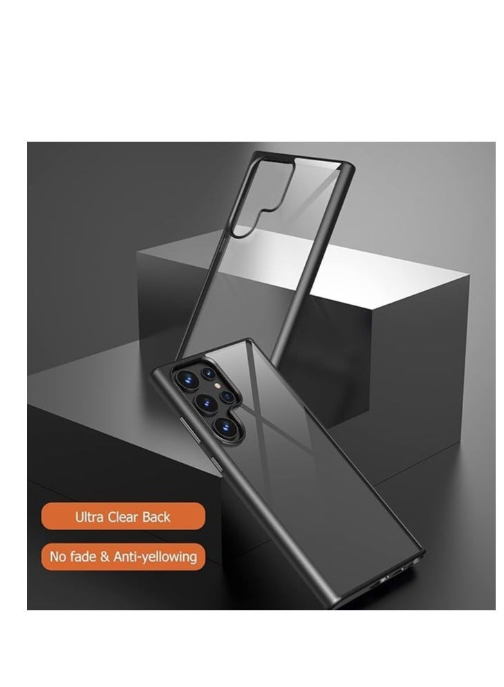 ماجيك ماسك حافظة شفافة من سلسلة Magic Mask Q متوافقة مع حافظة صلبة مضادة للصدمات + غطاء خلفي صلب واقٍ من السيليكون الشفاف مع إطار من السيليكون لهاتف (أسود اس 22 ألترا) - Image 3