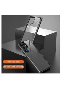 Magic Mask Magic Mask Q Series Clear Case Compatible Case Shockproof Hard PC +Soft Silicone Transparent Protective Slim Hard Back Cover with Silicone Frame for (Black, Samsung S22 Ultra)  - Image 2