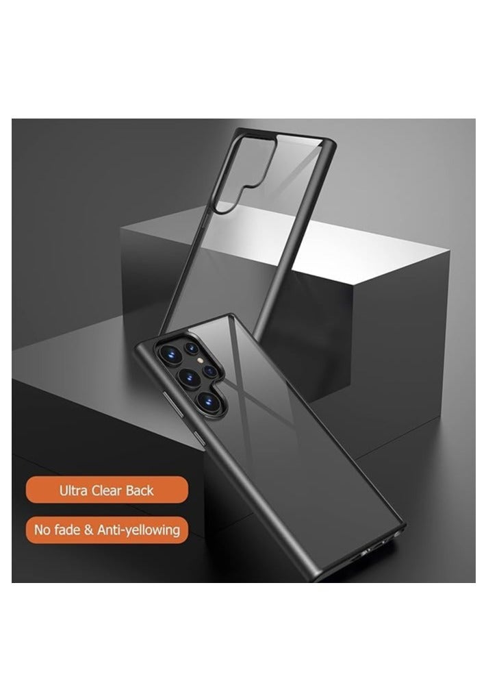 ماجيك ماسك حافظة شفافة من سلسلة Magic Mask Q متوافقة مع حافظة صلبة مضادة للصدمات + غطاء خلفي صلب واقٍ من السيليكون الشفاف مع إطار من السيليكون لهاتف (أسود اس 22 ألترا) - Image 2