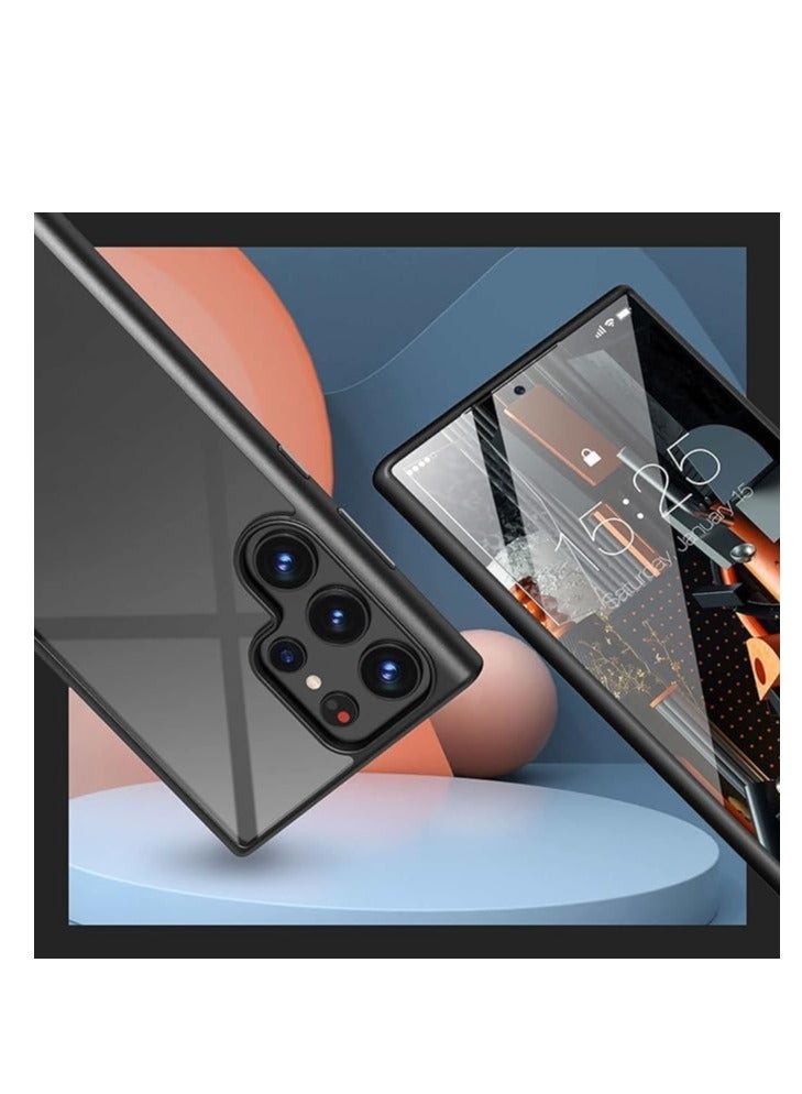 ماجيك ماسك حافظة شفافة من سلسلة Magic Mask Q متوافقة مع حافظة صلبة مضادة للصدمات + غطاء خلفي صلب واقٍ من السيليكون الشفاف مع إطار من السيليكون لهاتف (أسود اس 22 ألترا) - Image 5