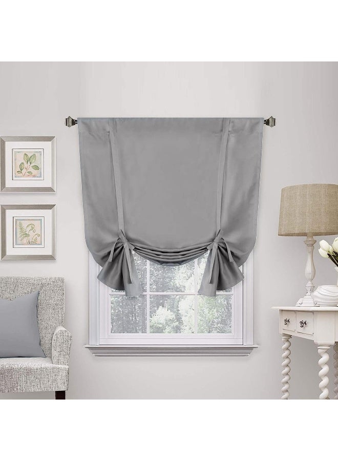 H.VERSAILTEX Blackout Tie Up Curtain Thermal Insulated Curtain Bathroom Curtain Dove Gray Tie Up Shade for Small Window (Rod Pocket Panel, 42 inches W x 63 inches L，Set of 1)
