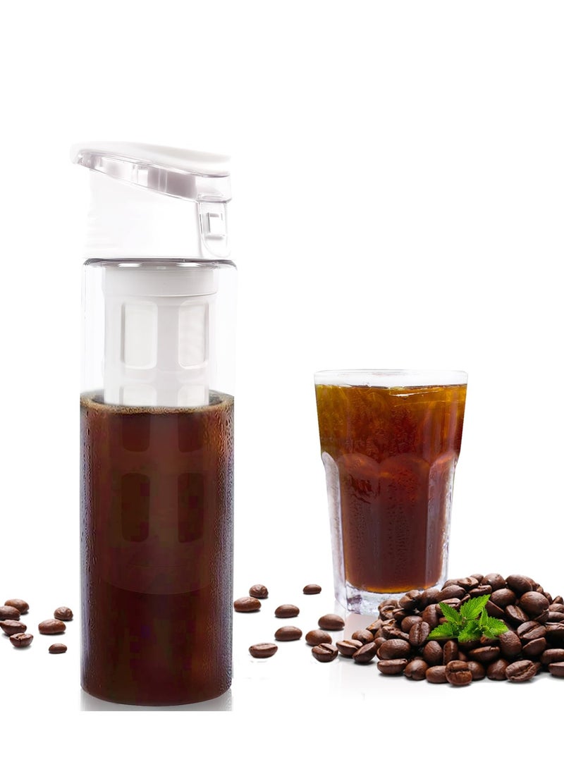 SYOSI Cold Brew Coffee Maker White, Cold Brew Maker 550ml, Cold Brew Pitcher 18.6oz, Cold Brew Coffee Pitcher With Portable Handle, Cold Brew Cup Lightweight, Cold Brew Kit For Concentrate, Tea, Water - Image 1