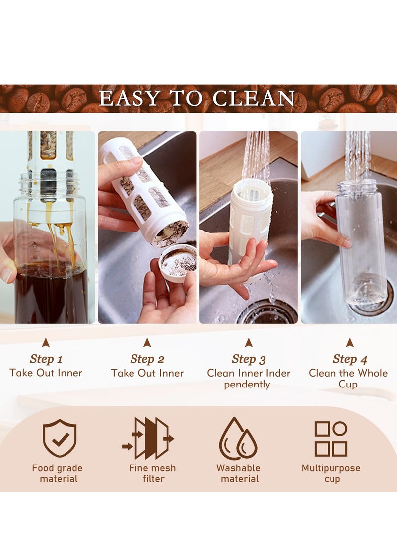 SYOSI Cold Brew Coffee Maker White, Cold Brew Maker 550ml, Cold Brew Pitcher 18.6oz, Cold Brew Coffee Pitcher With Portable Handle, Cold Brew Cup Lightweight, Cold Brew Kit For Concentrate, Tea, Water - Image 3