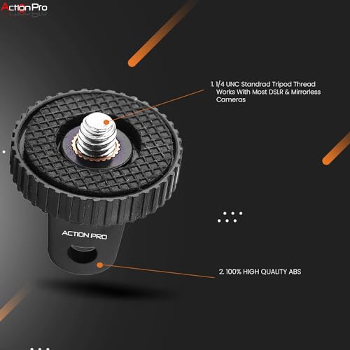 Action Pro 1/4 Thread ABS Tripod Mount with Stainless Steel Nut Adapter Compatible with GoPro Hero 13 12 11 10 9 8 7 6 5 4 3+ 3 /Insta360/DJI Osmo Pocket/SJCAM/Xiaomi/YI All Action Cameras - Image 4