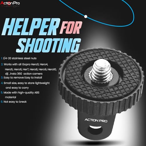 Action Pro 1/4 Thread ABS Tripod Mount with Stainless Steel Nut Adapter Compatible with GoPro Hero 13 12 11 10 9 8 7 6 5 4 3+ 3 /Insta360/DJI Osmo Pocket/SJCAM/Xiaomi/YI All Action Cameras - Image 5