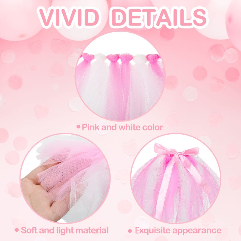 Tatuo 12 Pieces Mini Tutu Table Skirt Wine Bottle Cover Tutu Skirt Tulle Vase Skirt Decor Garland Centerpieces for Wedding Baby Shower Cake Dessert Birthday Party(Pink and White) - Image 3