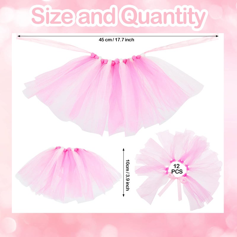 Tatuo 12 Pieces Mini Tutu Table Skirt Wine Bottle Cover Tutu Skirt Tulle Vase Skirt Decor Garland Centerpieces for Wedding Baby Shower Cake Dessert Birthday Party(Pink and White) - Image 2