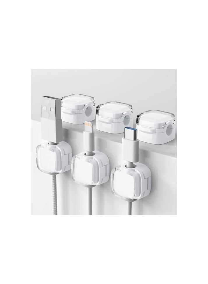 Green Tiger 6 Pack Magnetic Cable Clips Adhesive Cable Management Cord Holder Wire Desk Organizer Keeper USB Charger Cable Tidy Holder for Phone Home & Office Wall Kitchen Car Desktop Nightstand White - Image 2