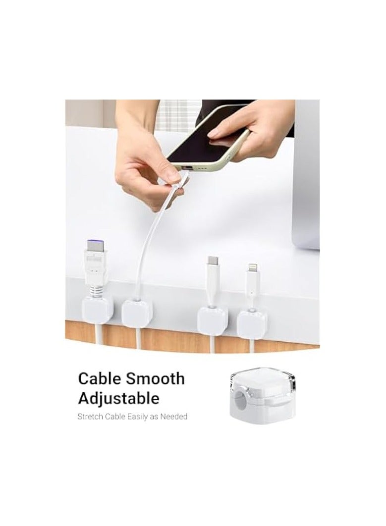 Green Tiger 6 Pack Magnetic Cable Clips Adhesive Cable Management Cord Holder Wire Desk Organizer Keeper USB Charger Cable Tidy Holder for Phone Home & Office Wall Kitchen Car Desktop Nightstand White - Image 3