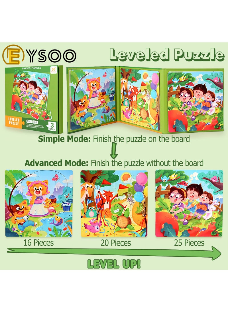  إيسو EYSOO ألغاز مغناطيسية 3 عبوات - كتب ألغاز مغناطيسية للأطفال (16+20+25 قطعة) ألغاز مغناطيسية محمولة للسفر للأطفال بعمر 3+ سنوات - للبنين والبنات (المستوى الثالث-ب)  - Image 3