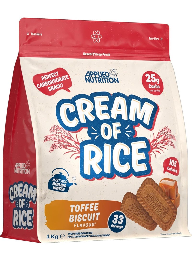 Applied Nutrition Cream of Rice High Carbohydrate Cream of Rice Supplement Toffee Biscuit Flavour 1 kg - Image 1