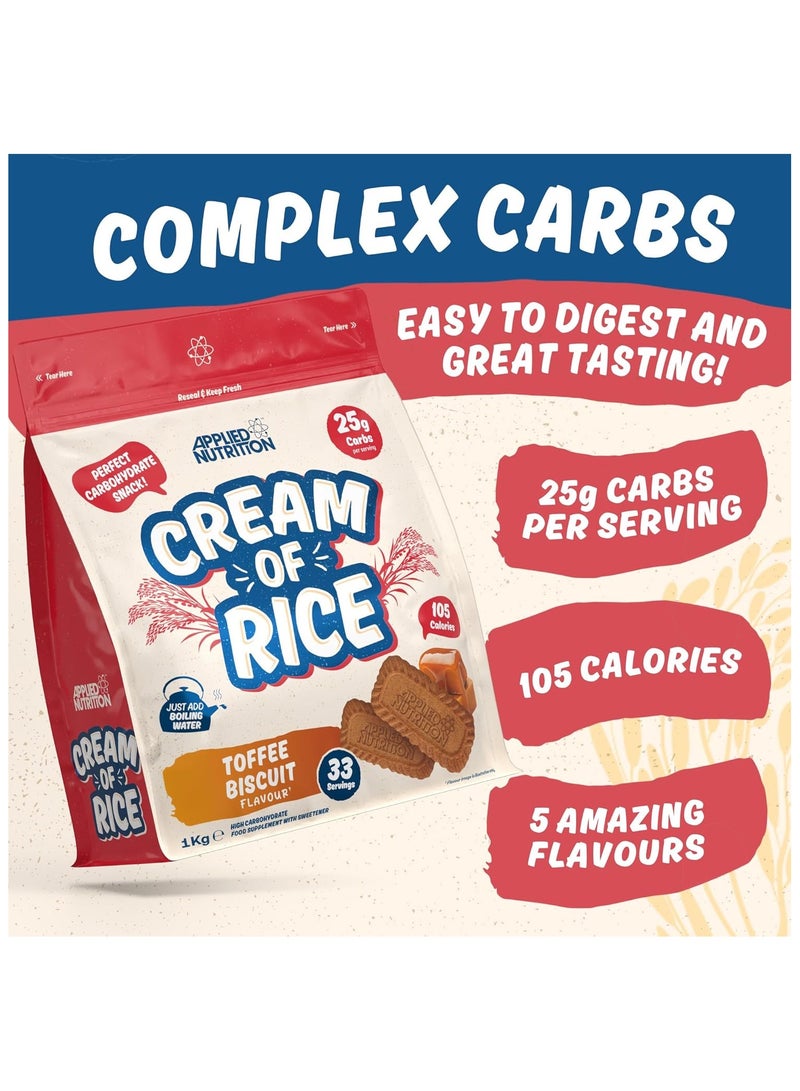 Applied Nutrition Cream of Rice High Carbohydrate Cream of Rice Supplement Toffee Biscuit Flavour 1 kg - Image 2