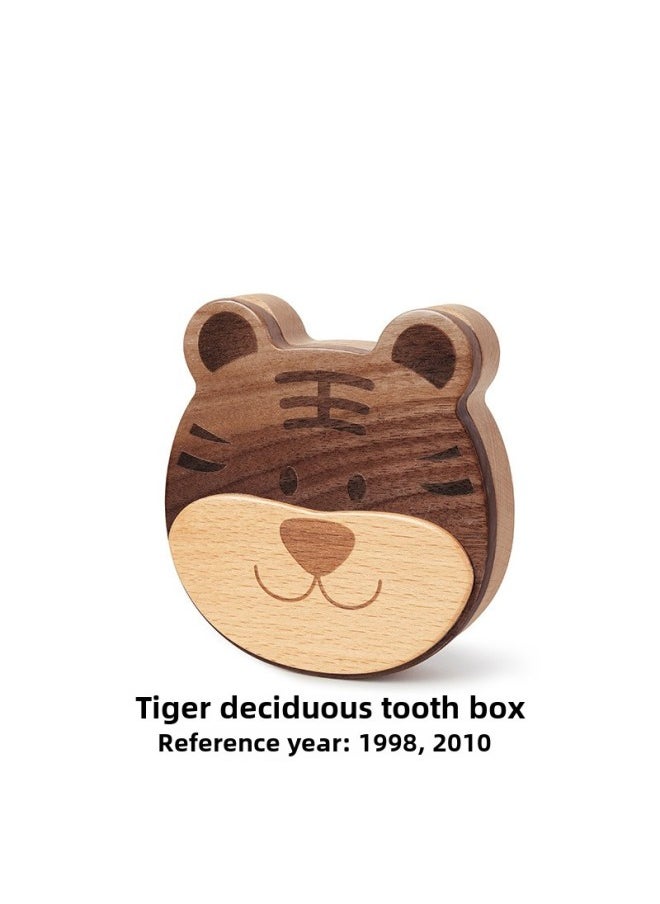 Generic Mu Mu Zodiac Teeth Box Children's Solid Wood Teeth Storage Box For Boys And Girls Preservation Fetal Hair Commemorative Teeth Replacement Collection Box-Color:Zodiac Tiger Deciduous Teeth Box  - Image 1