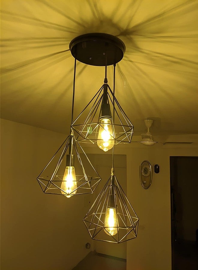 LIGHTZILLIA إضاءة معلقة هندسية، وحدة إضاءة معلقة عصرية هندسية للسقف، مناسبة لجزيرة المطبخ، والبهو، والممر، وغرفة النوم، والمدخل (المصباح متضمن) - بلاك دايموند - Image 2