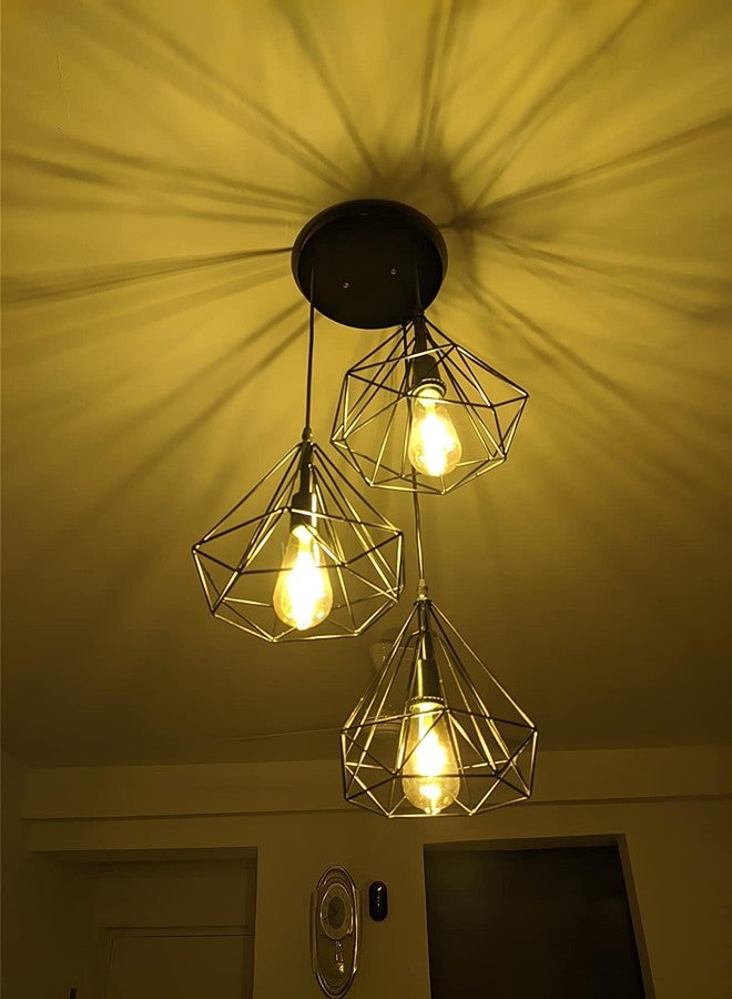 LIGHTZILLIA إضاءة معلقة هندسية، وحدة إضاءة معلقة عصرية هندسية للسقف، مناسبة لجزيرة المطبخ، والبهو، والممر، وغرفة النوم، والمدخل (المصباح متضمن) - بلاك دايموند - Image 3