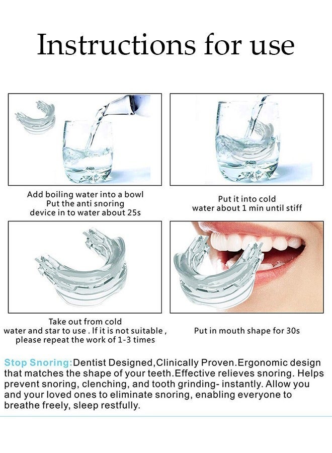 DUNISO Anti-Snoring Device Reusable Anti-Snoring Mouthpiece with Comfort Size Help Sleep at Night, Prevent Snoring and Snoring, Anti-grinding Braces Snoring Device for Men and Women - Image 4