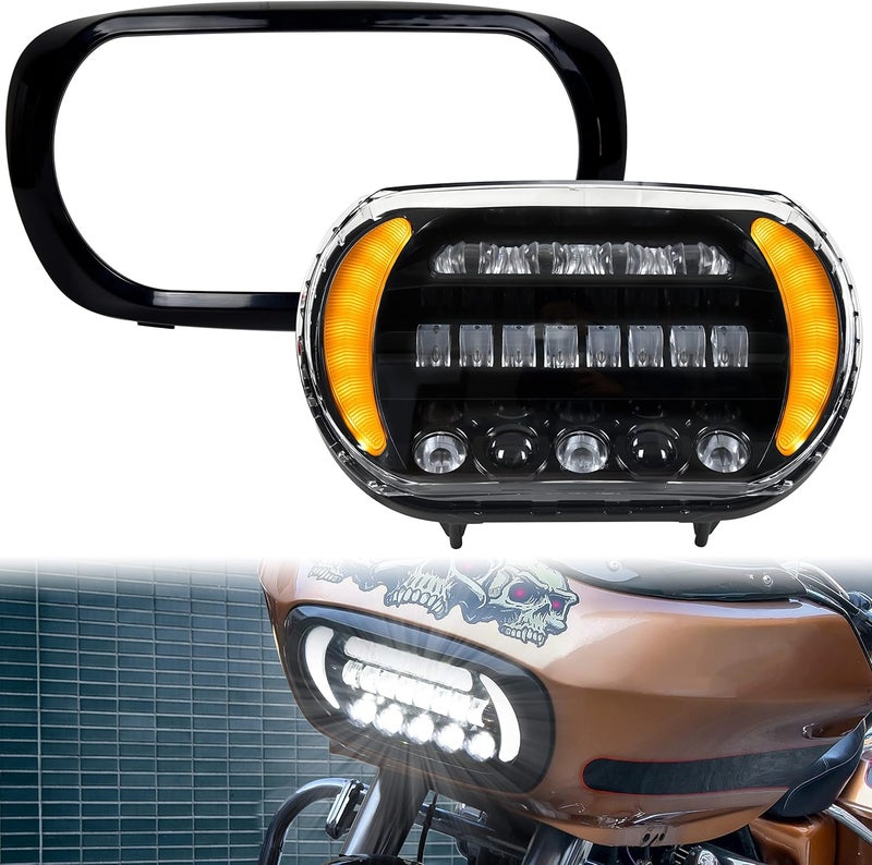 VEISUTOR Dual LED Headlights for Harley Road Glide 2004-2013 - High Low Beam Turn Signal Lights - Image 1