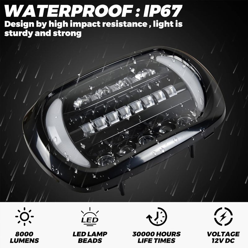 VEISUTOR Dual LED Headlights for Harley Road Glide 2004-2013 - High Low Beam Turn Signal Lights - Image 5