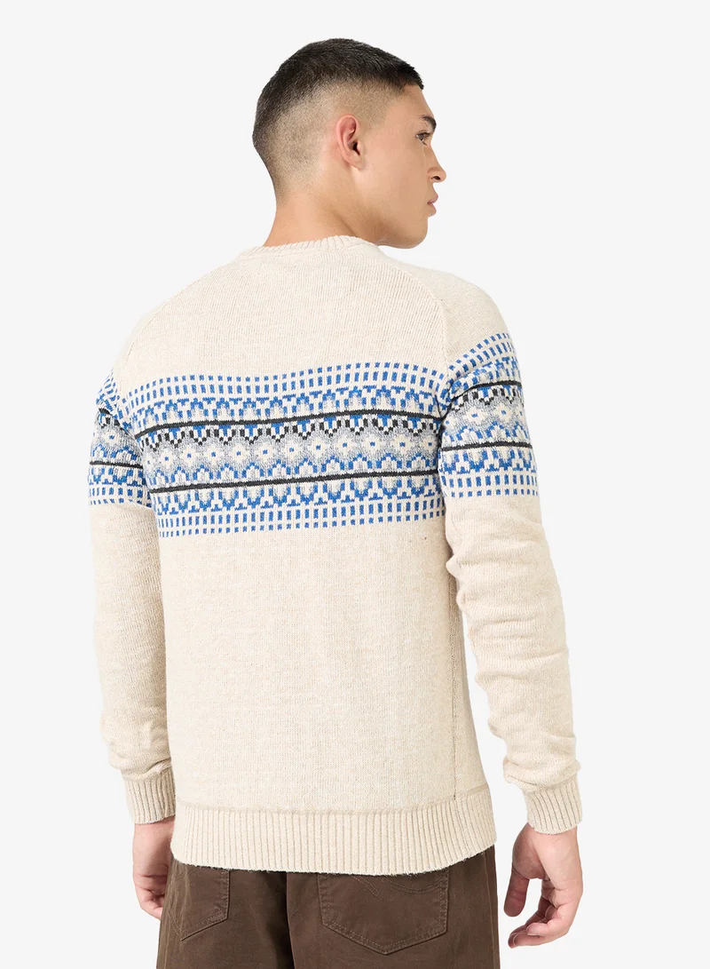 BRAVE SOUL Embroidery Print Pullover Sweater