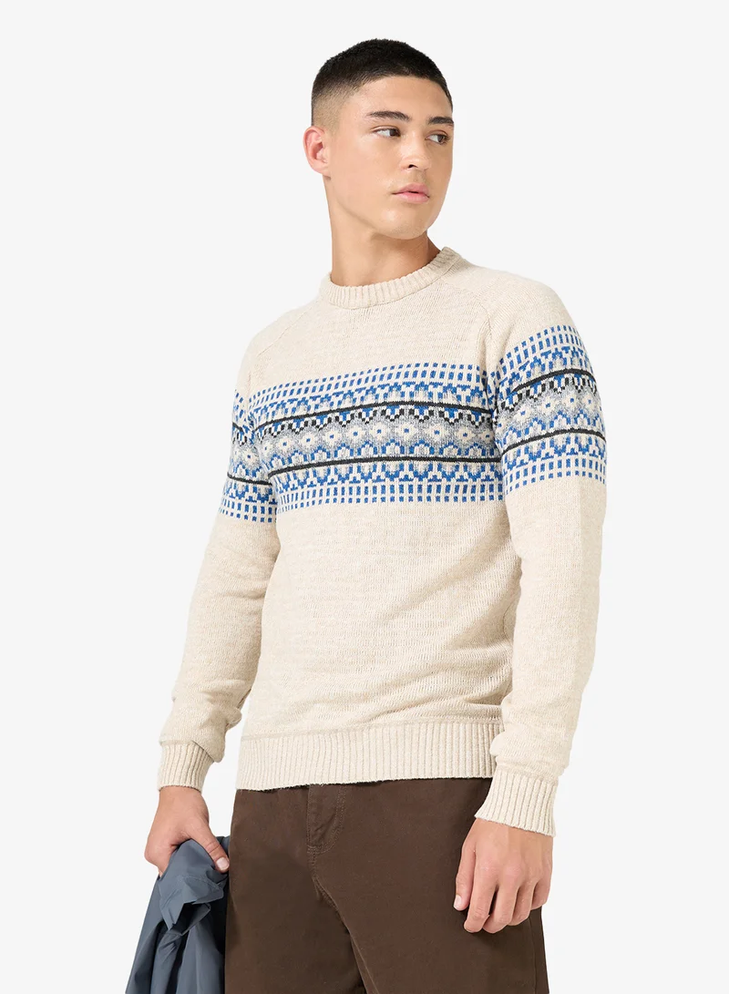 BRAVE SOUL Embroidery Print Pullover Sweater